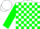 Silk - White and green blocks, green sleeves, white circle