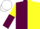 Silk - Maroon and Yellow (halved), sleeves reversed, White cap