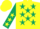 Silk - Yellow, Dark Green stars, Dark Green sleeves, Yellow stars, Yellow cap