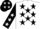 Silk - White, black stars, black sleeves, white stars