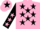Silk - Pink, black stars, black sleeves, pink stars, pink cap, black star