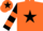 Silk - Orange, black star , black & orange hooped sleeves, orange cap, black star