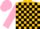 Silk - Gold and Black check, Pink sleeves and cap