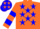 Silk - Orange, blue stars, blue hoops on sleeves