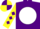 Silk - Purple, white disc, yellow sleeves, purple diamonds, purple and yellow quartered cap
