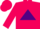 Silk - Fuchsia, purple triangle, purple triangle on fuchsia sleeves, fuchsia cap