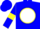 Silk - Blue, yellow circle, white ball, yellow armlets on sleeves, blue cap