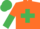 Silk - Orange, emerald green maltese cross, emerald green sleeves, halved cap