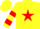 Silk - Yellow, red star, hooped sleeves, yellow cap