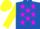 Silk - Royal blue, magenta stars, bright yellow sleeves and cap
