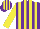 Silk - Purple and yellow stripes, yellow sleeves, striped cap