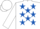 Silk - White, royal blue stars, white sleeves and cap