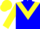 Silk - Blue body, yellow chevron, yellow arms, yellow cap