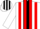 Silk - White, black stripe, red stripes on white sleeves