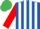 Silk - Royal blue & white stripes, red sleeves, emerald green cap