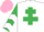 Silk - White, emerald green cross of lorraine, emerald green sleeves, white chevrons, pink cap