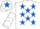 Silk - White, royal blue stars, royal blue and white chevrons on sleeves, white cap, royal blue star