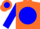 Silk - Orange, 'r' on blue ball, blue bands on sleeves