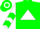 Silk - Green, white triangle, white sleeves, green chevrons, white cap, green hoop