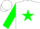 Silk - White, green star and sleeves, white cap