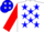 Silk - White, blue stars on red sleeves