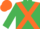 Silk - Emerald green, orange cross belts, orange and emerald green chevrons on sleeves, orange cap