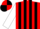 Silk - Red and black stripes, white sleeves, red and black quartered cap