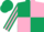 Silk - Dark green and pink (quartered), striped sleeves, dark green cap