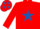 Silk - Red, royal blue star, royal blue stars on cap