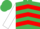 Silk - Emerald green, red chevrons, white sleeves, emerald green cap