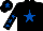 Silk - Black, royal blue star, black sleeves, royal blue stars, black cap, royal blue star