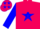 Silk - Hot pink, blue star, hot pink stars on blue sleeves