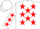 Silk - White body, red stars, white arms, red stars, white cap