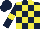 Silk - Dark blue and yellow check, dark blue sleeves, yellow armlets