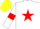 Silk - White body, red star, white arms, red armlets, yellow cap