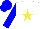 Silk - White, yellow star, blue sleeves, blue cap