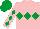 Silk - Pink, emerald green triple diamond, diamonds on sleeves, emerald green cap