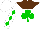 Silk - White, brown yoke, green shamrock, red heart and green diamonds on sleeves, white cap