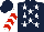 Silk - Dark blue, white stars, white and red chevrons on sleeves