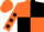 Silk - Orange and black (quartered), orange sleeves, black spots