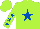 Silk - Lime green, royal blue star, royal blue stars on sleeves, lime green cap