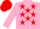 Silk - Shocking pink, red stars, shocking pink sleeves, red cap