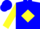 Silk - Blue, 'e' on yellow diamond, yellow sleeves, blue cuffs