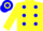 Silk - Yellow, bright blue spots, hooped cap