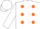 Silk - White, orange dots, white cap