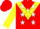 Silk - Red, yellow chevron and white stars, yellow chevron on sleeves