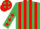 Silk - Emerald green and red stripes, emerald green sleeves, red stars