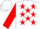 Silk - White, red 'w/g' red stars, red sleeves, white bars & cuffs