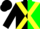 Silk - Black and green halves, yellow cross sashes, yellow bars on black sleeves