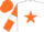 Silk - White, orange star, orange sleeves, white armlets, orange cap